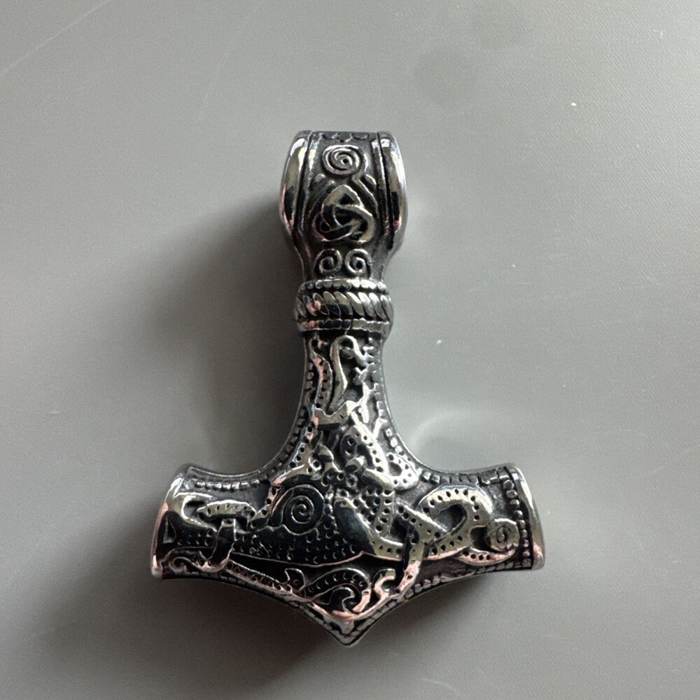 Viking Thor Hammer Double Sided 24 Inch Roll Box Chain Gift Men Stainless Steel